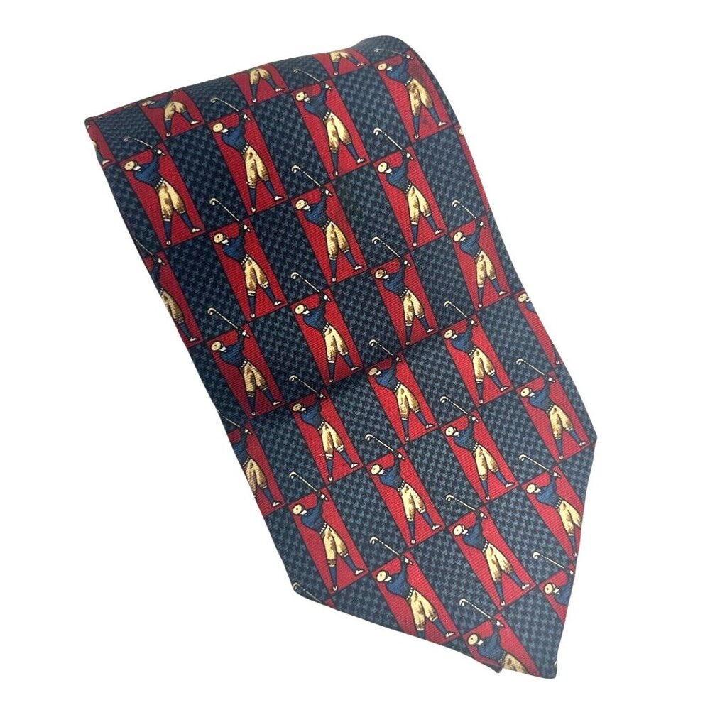 Hathaway Mens Silk Neck Tie Golf Theme USA